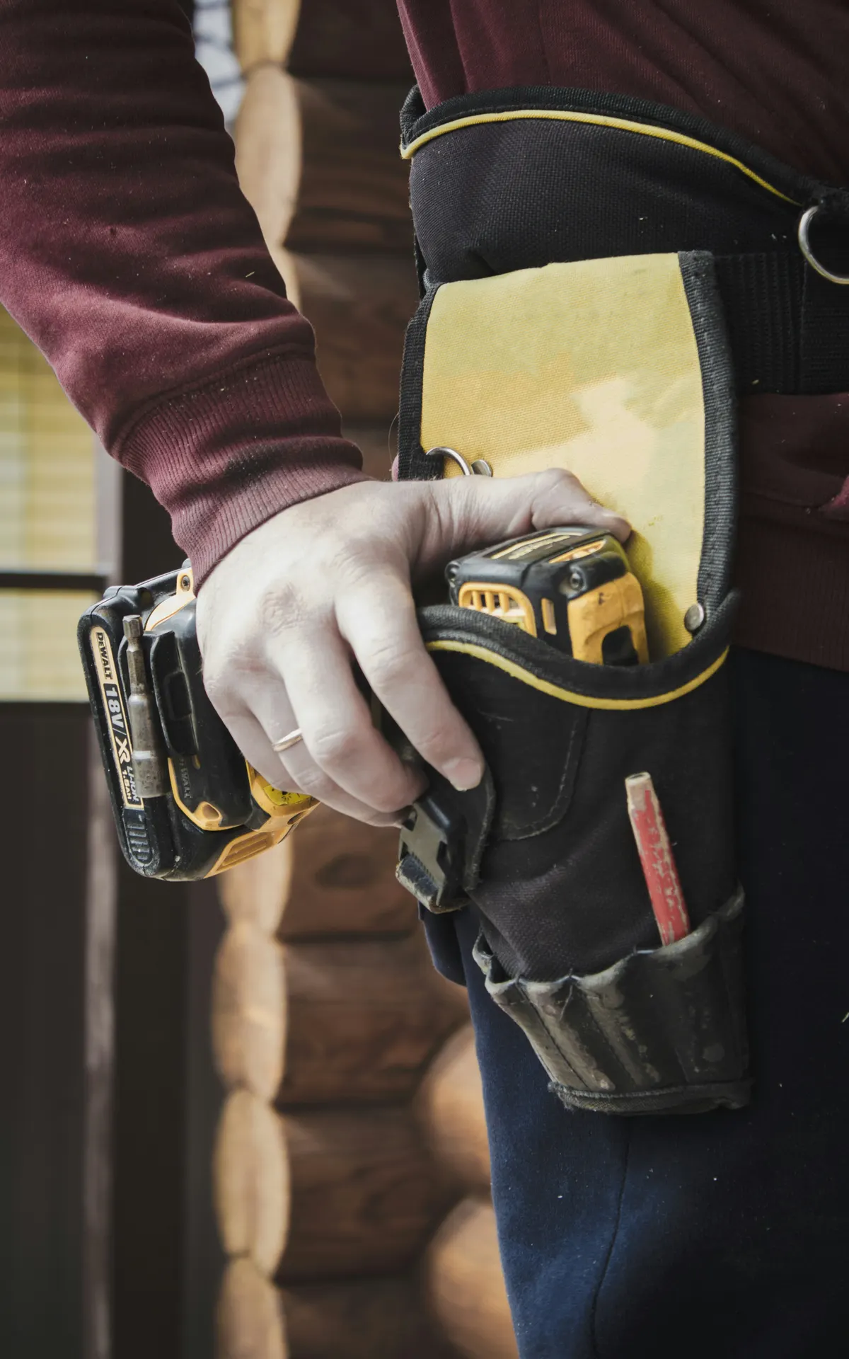A local pro's tool belt, drill at the ready